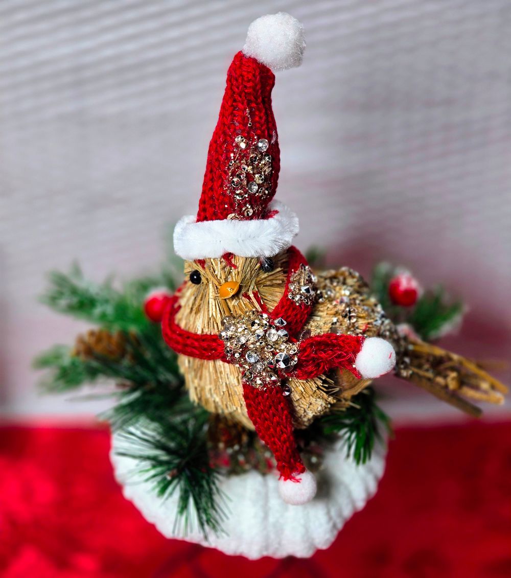 Christmas Bird Tree Topper Repurposed Bed Spring Decor wit