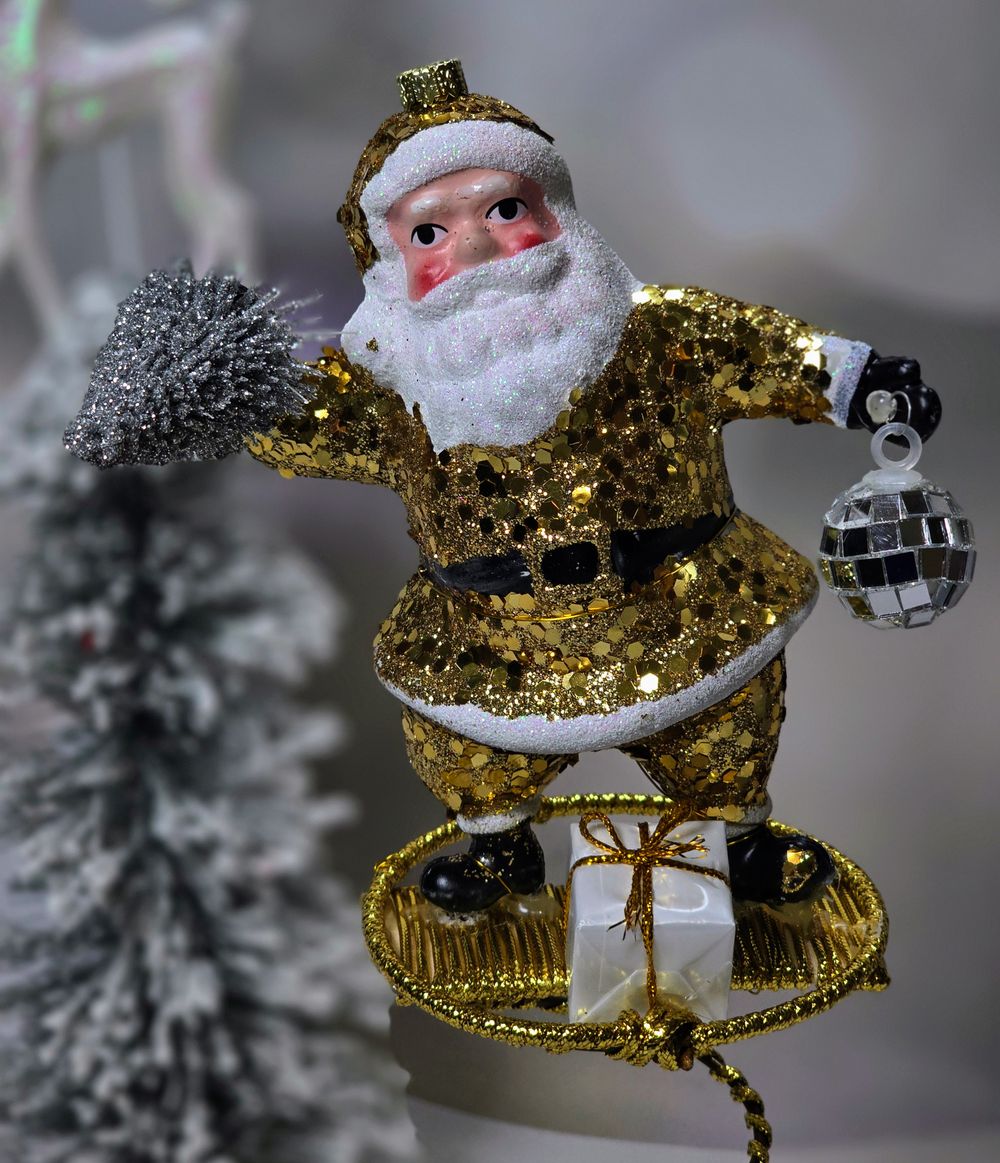 Gold Santa Bed Spring Topper Disco Sparkle